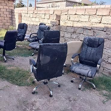 stul ofis: İşlənmiş, Təkərli, Qolları tənzimlənmir, Süni dəri — 5