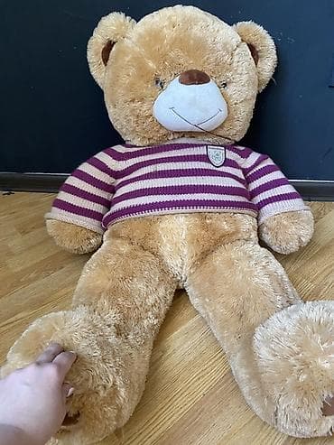 lazer oyuncaq: Böyük ölçülü plyuş ayı oyuncağı - Rəng: açıq qəhvəyi xəz, ağ burun — 3