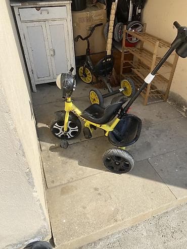 velo masin: Uşaq üçtəkərli velosipedi – itələmə tutacaqlı model - Rəng: sarı-qara — 1