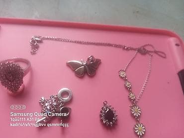 sirqa modelleri: Dəstə daxildir: Üzük, Sırğa, Kulon, Gümüş, 925 Əyar — 2