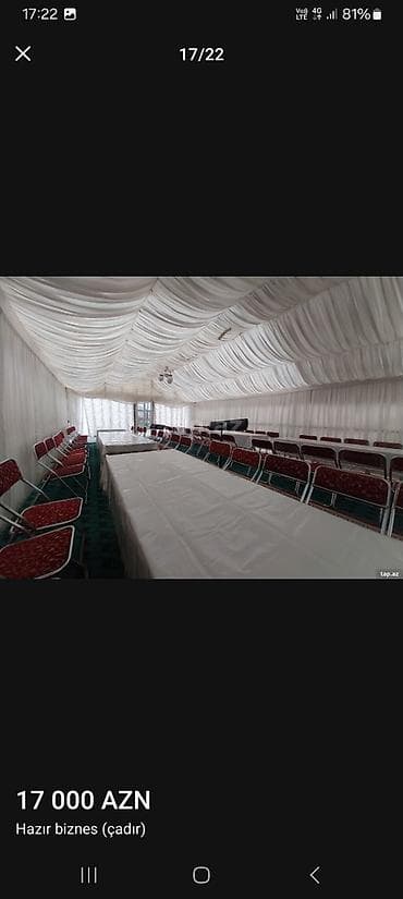 аренда павильон: Cadir her bir adadanli teze masinla birge masinin qablari ag senedler — 4