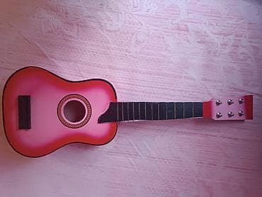 Uşaq üçün mini akustik gitara (oyuncaq). - Rəng: çəhrayı, tünd qara