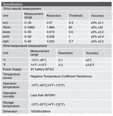 прибор: Anemometr. Model: WINTACT WT87B bluetooth. Rəqəmsal külək sürəti — 6
