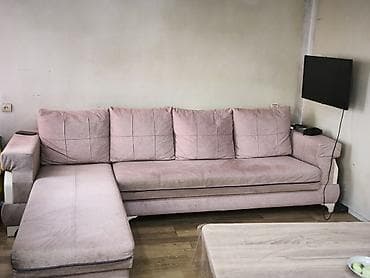 rumıniya mebeli: Künc divanı – L formalı, geniş oturacaqlı, 4 iri bel yastığı ilə — 2