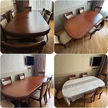 Qonaq otağı üçün, İşlənmiş, Oval masa, 8 stul