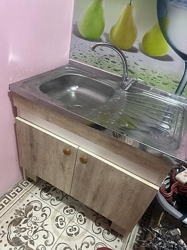 metbex şkafları: Mətbəx üçün paslanmayan poladdan birgözlü çanaqlı lavabo modulu - Üst — 3