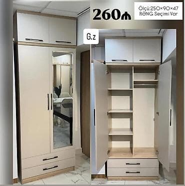 islenmis kunc divan: 2 qapılı, Güzgülü, Digər rəng, Açılan, Düz dolab — 1