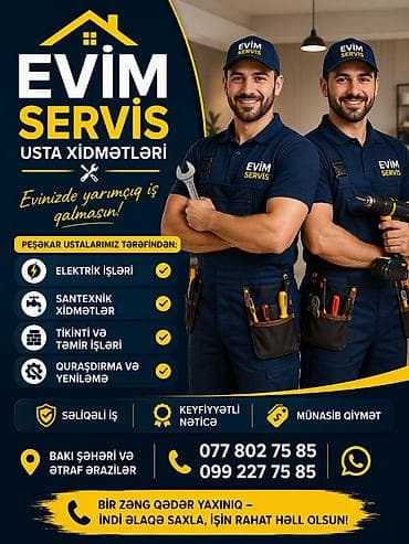 Evim Servis – usta xidmətləri Xidmət sahələri: - Elektrik işləri -