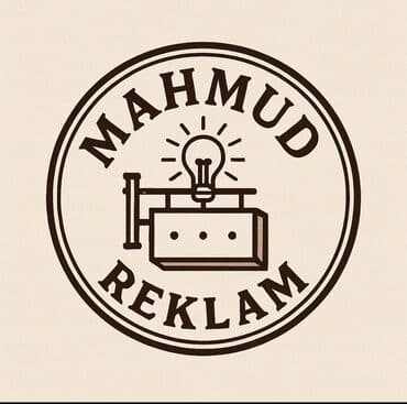 Reklam, çap: Mahmud Calali mağazalara mollara obyektlərə restaranlara işiqlı