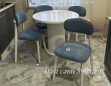 stul oturacaq: Mətbəx üçün masa–stul dəsti - Komplekt: 1 ədəd dairəvi masa + 4 ədəd — 1