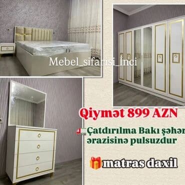 uşaq çarpayısı gəncə: 2 təknəfərlik çarpayı, 2 tumba, Dolab, Tumba, Azərbaycan, Yeni — 1