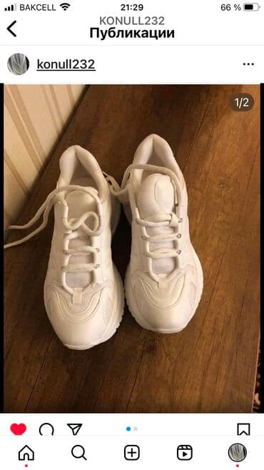 женские кеды сникерсы: Размер: 38, цвет - Белый, Новый — 1