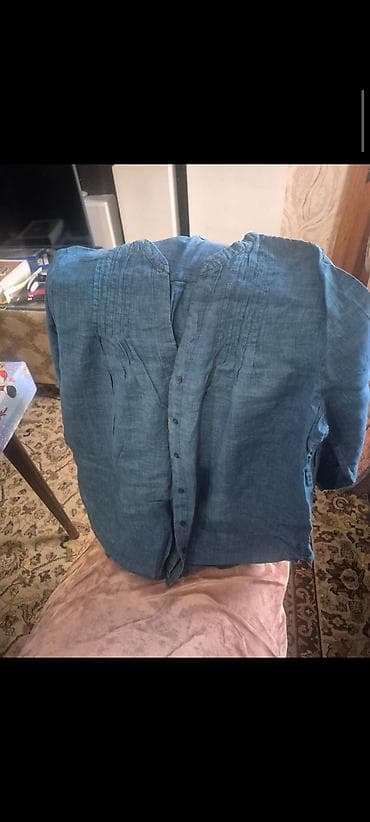 dini koynekler: Mavi-kul rəngli qadın köynəyi - Material: yüngül, nəfəsalan kətan — 1