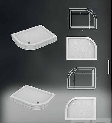 Duş kabinası üçün kvadrat-əsaslı, künc quraşdırmaya uyğun duş ləyəni