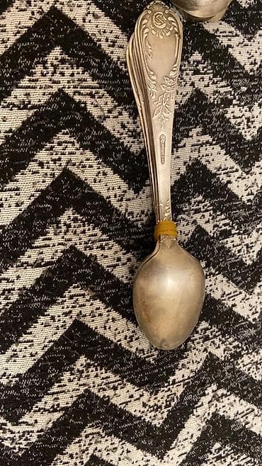 lustur ucuz: Gümüş qab-qacaq – qaşıq dəsti - Material: damğa vurulmuş gümüş — 3