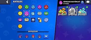 muncuq desti: Brawl Stars hesabı – trofey yolu 9860, profil səviyyəsi 9+, hesab adı — 4