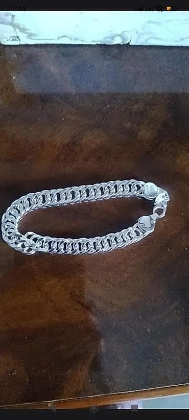 bijuterya: Gümüş rəngli zəncir qolbaq - Material: metal ərinti, parlaq — 1