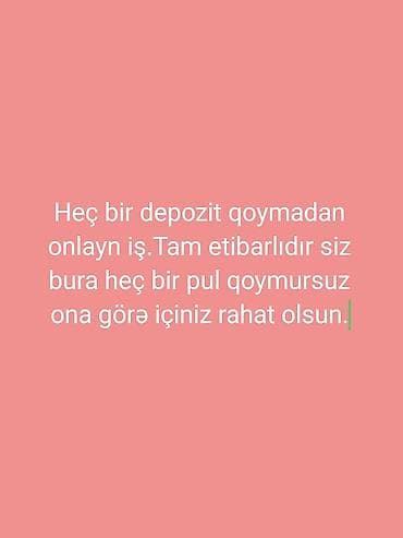 bag evinde is: Onlayn iş imkanı – depozitsiz - Depozit tələb olunmur: heç bir ilkin — 1