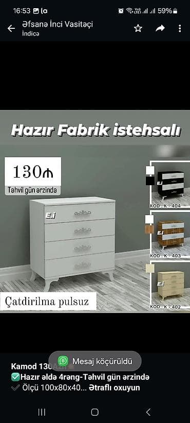 *Kamod 130Azn💥* *✅Hazır əldə 4rəng-Təhvil gün ərzində* ✔️ Ölçü — 1