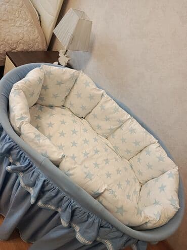 korpə uşaq yataqları: Oğlan və qız üçün, Yumru, Beşik, Dəst ilə, Matras ilə, Yellənmə mexanizmsiz — 6