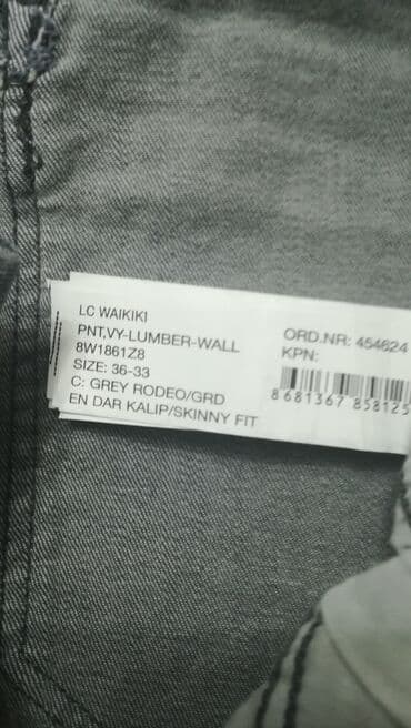 boş şalvar oğlan üçün: Gri rəng LC Waikiki cins şalvar dar model. Tep təzə. 34/30 ölçüsü. 59 — 4