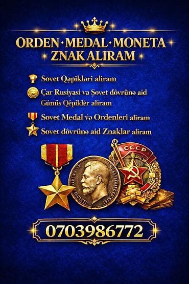 Xidmət: Orden, medal, sikkə və nişanların qəbulu Açıqlama: - Sovet lalafo.az -da Xidmət: Orden, medal, sikkə və nişanların qəbulu Açıqlama: - Sovet