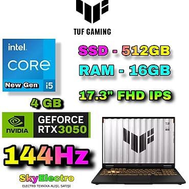 processor i7: İşlənmiş ASUS TUF Gaming, 17.3 ", Intel Core i5, 512 GB, Ünvandan götürmə, Pulsuz çatdırılma, Ödənişli çatdırılma — 1