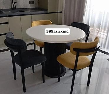 antik stullar: Dairəvi yemək masası və 4 ədəd stul dəsti. - Masanın forması: dairəvi — 1
