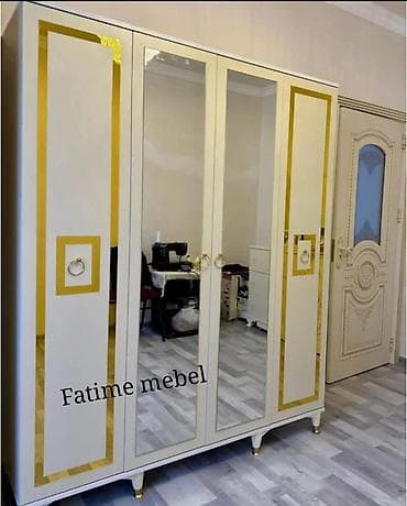 balaca skaflar: 3 qapılı, Güzgülü, Bej, Açılan, Düz dolab — 3