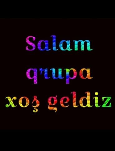 bəy gəlin şəkilləri: "Salam qrupa xoş gəldiniz" yazısı olan rəngarəng bir dizayn. Bu, qrup — 1