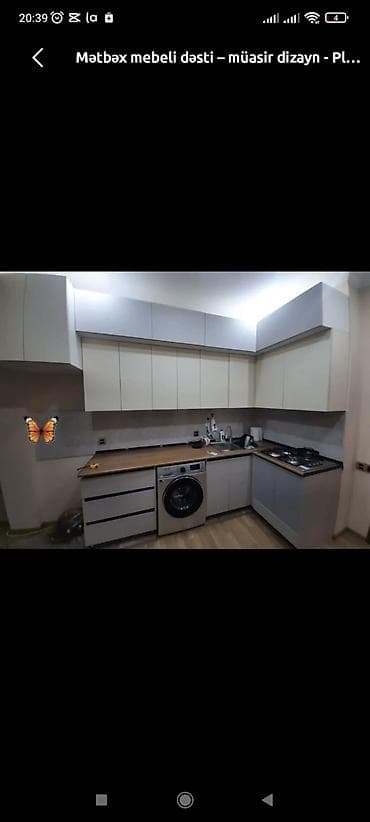 Müasir dizayna uyğun sifarişlə mətbəx mebeli dəsti - Üst və alt — 1