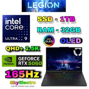 Yeni Lenovo Legion, 15 ", Intel Core i9, 1 TB, Ünvandan götürmə, Pulsuz çatdırılma, Ödənişli çatdırılma