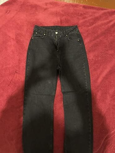 klassik qadın cinsləri: Qara rəngli qadın cins şalvar - Model: düz kəsim, bel hissəsi — 2