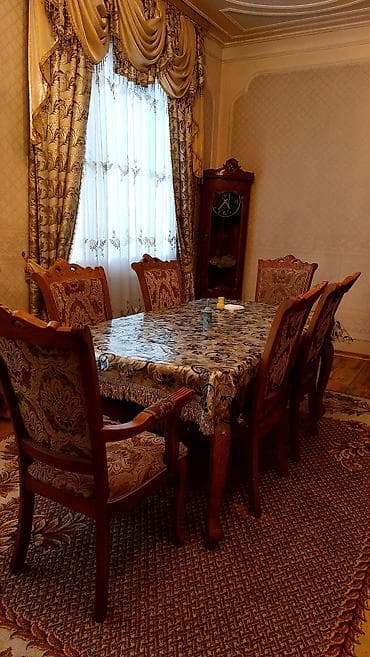Qonaq otağı üçün, İşlənmiş, Dördbucaq masa, 6 stul