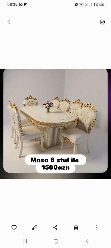 Klassik üslubda yemək otağı dəsti – masa + 8 stul. Xüsusiyyətlər: - lalafo.az -da Klassik üslubda yemək otağı dəsti – masa + 8 stul. Xüsusiyyətlər: -