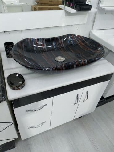 vanna satilir: Dekorativ şüşə üstüstə quraşdırılan lavabolu vanna otağı dəsti - — 1