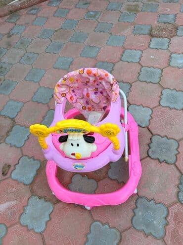 Eşitmə cihazları: Uşaq gəzdirəni (walker) – “Happy” dizaynlı - Rəng: çəhrayı/çarxı ağ — 3