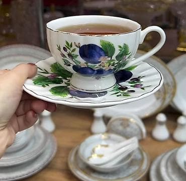 polis oglan sekilleri: Çay dəsti, rəng - Ağ, Farfor — 1