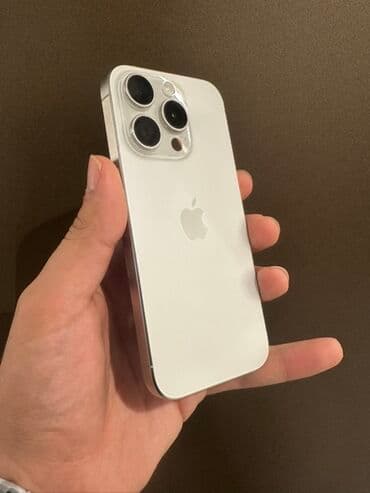irşad iphone 15: IPhone 15 Pro, 256 GB, White Titanium, Face ID, Simsiz şarj, Zəmanət — 1