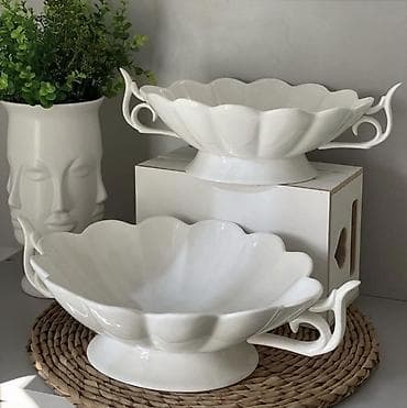 meyve qabı: Ağ yüksək keyfiyyətli keramika, parlaq şirə örtüyü gilə meyvə/salat — 1