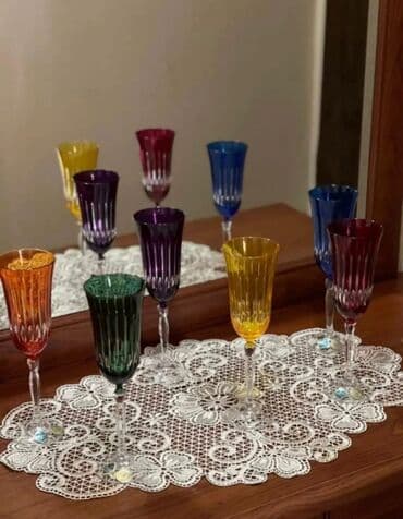 şırdan qiyməti: Qədəhlər, rəng - Qırmızı, Xrustal, Çexiya — 2