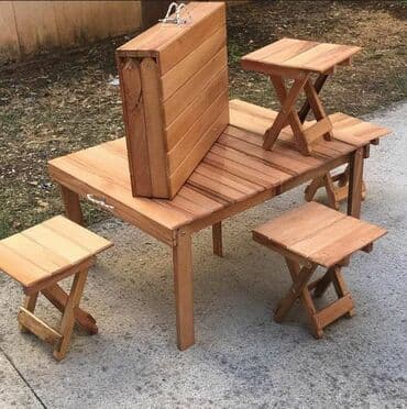 masılar: Balkon üçün, Qatlanan, Dördbucaq masa, 4 stul — 3