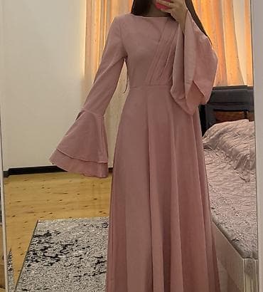 fatimə: Pudra çaları uzun ziyafət/libas - Model: A-kəsimli, döş hissəsindən — 1