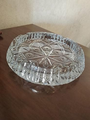 Kəsimli şüşə (kristal üslubunda) boşqab/çerez qabı – 2 ədəd dəst - — 5