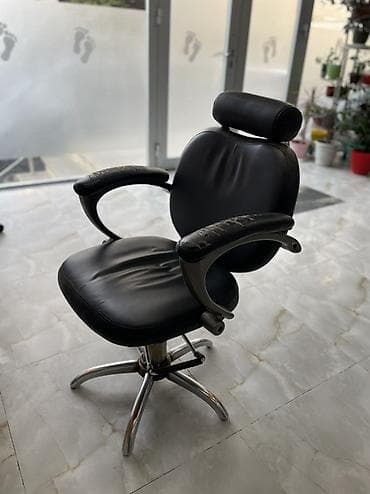 tibbi kreslo: Bərbər/kosmetologiya üçün peşəkar kreslo - Material: qara rəngli süni — 1