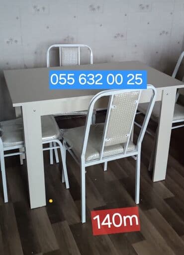 Mətbəx üçün, Yeni, Açılmayan, Dördbucaq masa, 4 stul