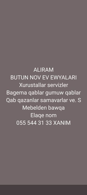 Qab-qacaq və mətbəx ləvazimatlarının alışı: Aliram qab qacaq