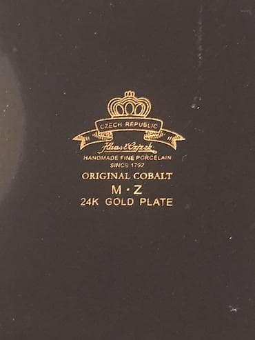 Orijinal Çexiya Kobalt Vaza — Haas & Czjzek (24K Gold Plate) 24 — 4