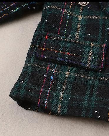 Uşaq ayaqqabıları: Uşaq üçün iki parçalı tweed dəst - Üst: ikiqat düyməli, qara-yaşıl — 5