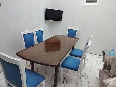 mebel stol stul: Qonaq otağı üçün, İşlənmiş, Kvadrat masa, 6 stul — 1